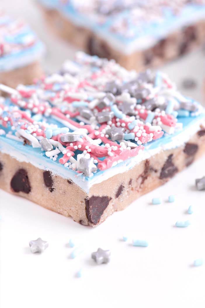 Do It Yourself Cookie Dough Bars with Red White and Blue Decoration