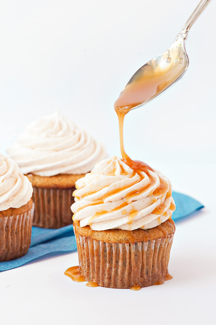 Best Banana Cupcakes with Caramel