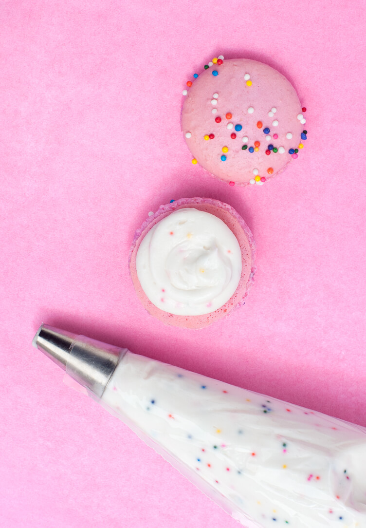 Birthday Cake Macarons with Sprinkles