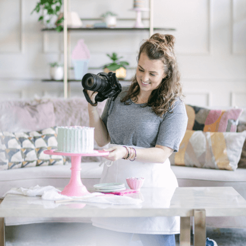 Lindsay taking a photo of her cake | Sprinkles For Breakfast