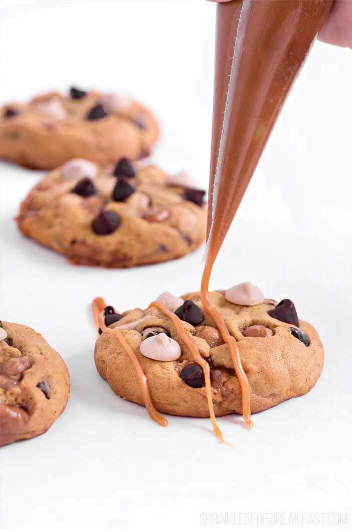 Pumpkin Caramel Chocolate Chip Cookies | Sprinkles For Breakfast