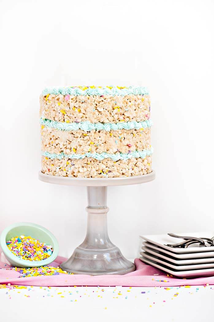 Spring Rice Krispy Treat Cake | Sprinkles For Breakfast