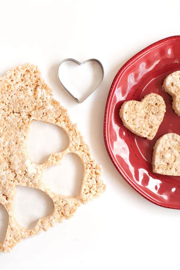 Rice Krispy Treats with Valentine's Decorations