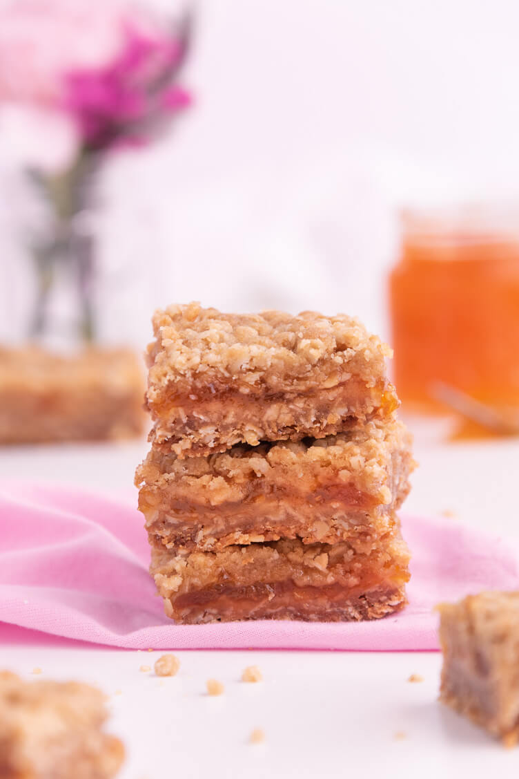 Stack of Apricot Oatmeal Bars 